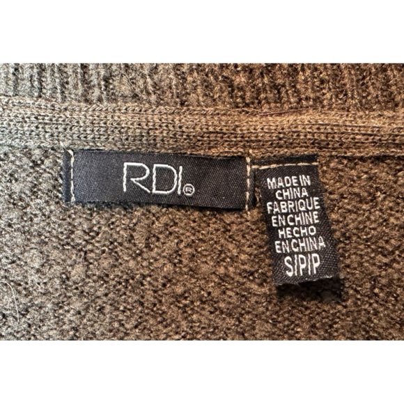 RDI Green Women's Pullover Green Sweater Plunging V-Neck Women's Small Petite - Picture 3 of 3